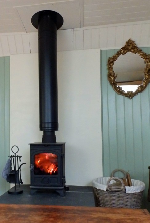 Wood-burning stove in the lounge
